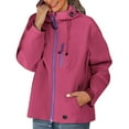 thumbnail image 3 of BODOAO Rain Jacket for Women Waterproof Lightweight Windbreaker Jacket with Hood Packable Raincoat with Pockets Rain Jacket Windbreaker Jacket with Hood Packable Raincoat with Pockets Hot Pink M, 3 of 8