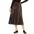 thumbnail image 2 of INSPIRE CHIC Women's High Elastic Waist Swing Flare Hem Velvet Pleated Skirt XS Dark Brown, 2 of 5