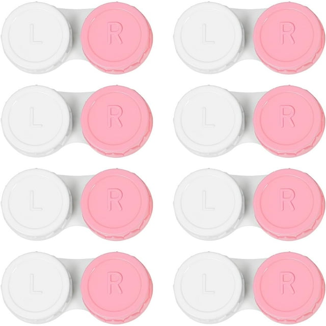 Dhoptical 8 Pack Pink Contact Lens Cases,Outdoor Portable Mini Contact Lens Kit,Perfect for Travel & Everyday Use