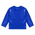 thumbnail image 4 of YONGHS Kids Girls Boys Shiny Sequins Dance Crop Tops T-Shirt Dancewer Jazz Hip-Hop Costume Royal Blue 13-14, 4 of 7
