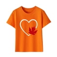 thumbnail image 1 of uublik T-shirt Feuille d'Érable Canadienne pour Enfants, Manches Courtes, Hauts d'Été pour Enfants, T-Shirts à Col Rond, T-Shirts Mode 3T-10, Orange, 1 of 6