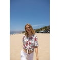 thumbnail image 4 of Cali1850 Women's Oceanside Linen Shirts Short Sleeve Printed Button Down Tie Front Top Collared Blouse, 4 of 6