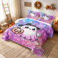 thumbnail image 3 of Erosebridal Kawaii Witch Ghost Twin Quilt Set, Cute Jack O Lantern Twin Coverlet Set for Girls, Pink Black White, 2-Piece 1 Bedspread and 1 Pillowcase, 3 of 7