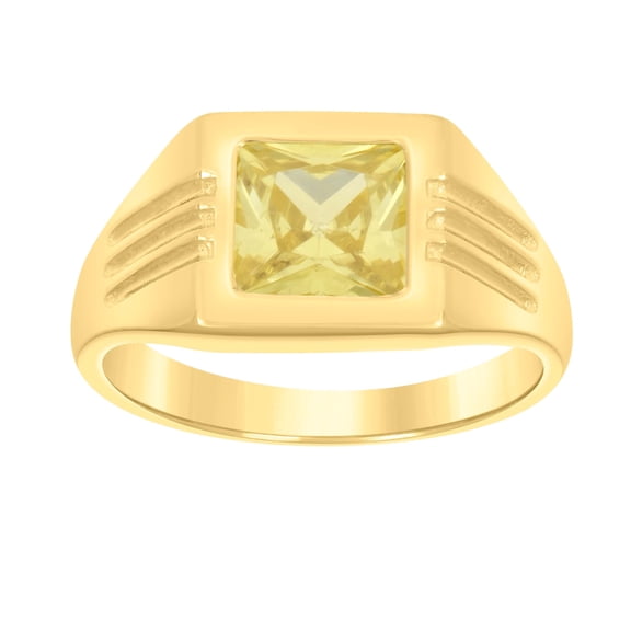 10kt 10k Yellow Gold Womens Yellow Princess Cut Cubic-Zirconia Square Head Fashion Ring
