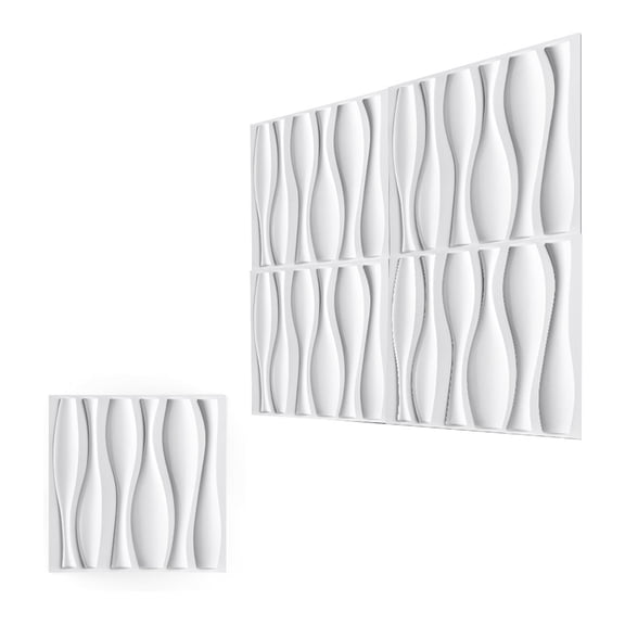 FLOLEOPA Textures 3D Wall Panels White Design for Interior Wall Decor Pack of 20 Tiles 19.4 Sq Ft (PVC)