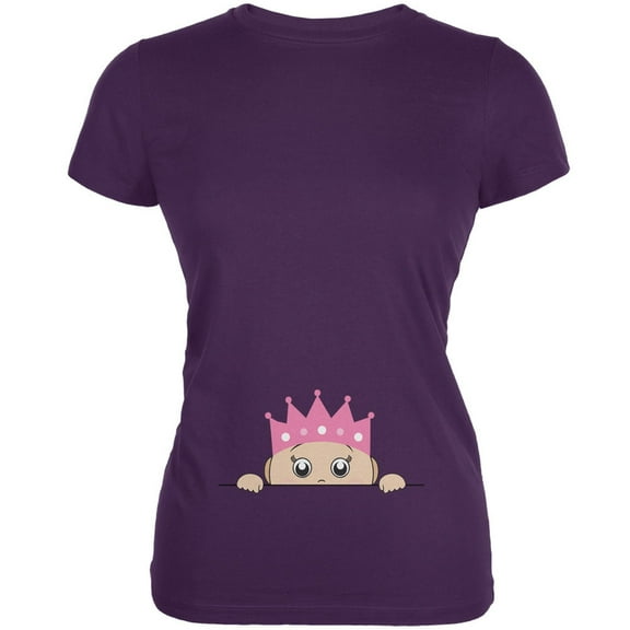 Peeking Baby My Little Princess Purple Juniors Soft T-Shirt - Large