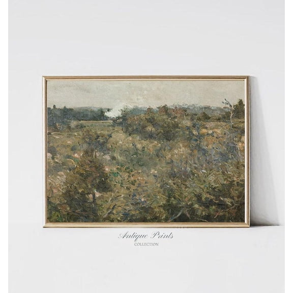 Countryside Neutral, Country Vintage Wall Art, Fields Landscape Antique Poster, Rustic Farmhouse Decor,, Unframed Canvas Size 24x36