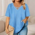 thumbnail image 2 of Fewfanhot Women's Plus Size V Neck Cross Front Short Sleeve Top, Solid Color Casual Blouse Soft Loose Fit T-Shirt for Summer Daily Wear Casual Outings, 2 of 6