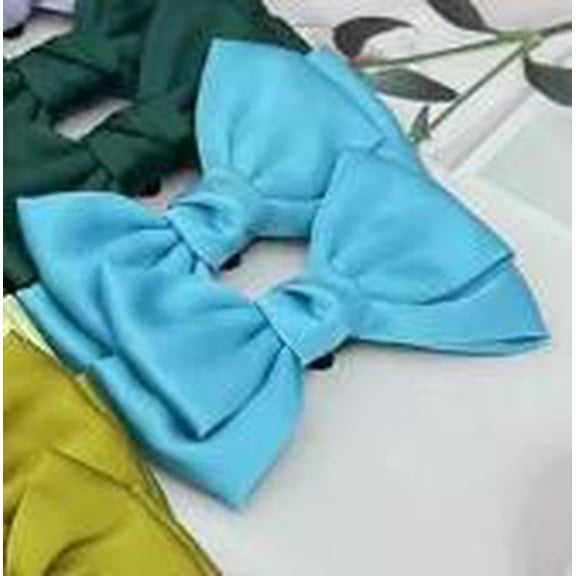 AURARMLET 1Pair Elegant Sky Blue Satin Bow Shoe Clips Decorative Removable Shoe Buckles