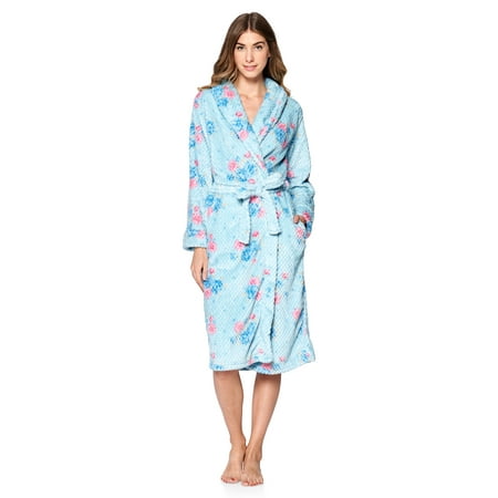 

Casual Nights Women s Heart Long Sleeve Mini Popcorn Fleece Plush Robe