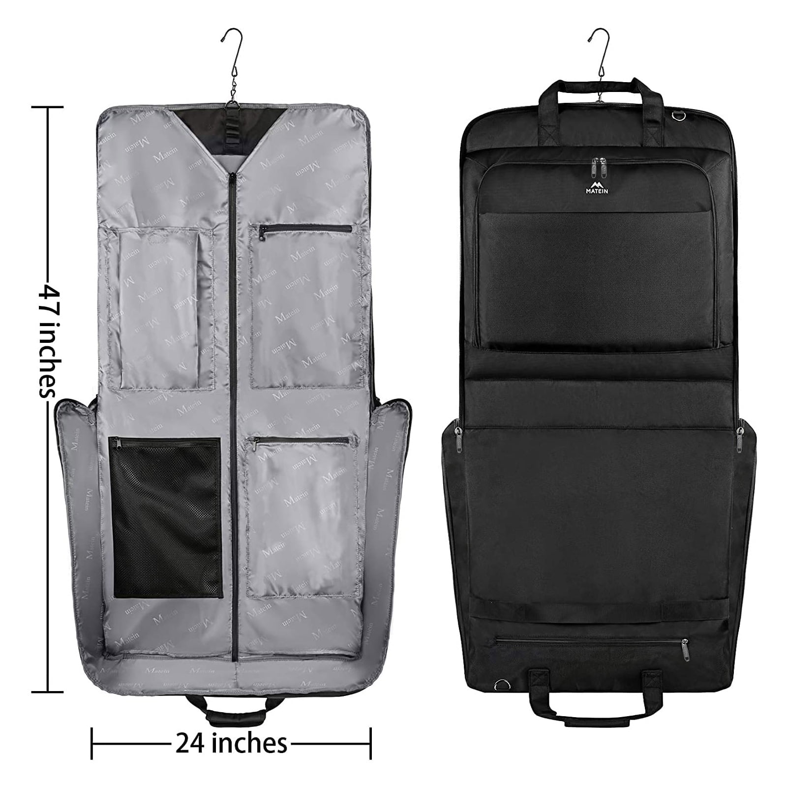 Matein Large Carry on Garment Bags for Travel, Water Resistant Hanging Suit Bag for Men Women