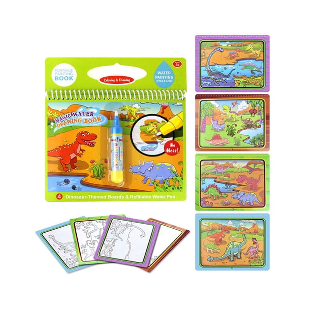 Libro de colorear con dibujo de agua mágica, regalo de cumpleaños para niños, bolígrafo de dibujo, tablero de pintura, juguetes educativos para niños Eigraketly WJU1547-05
