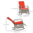 thumbnail image 2 of Outdoor Wicker Rocking Chair with Cushion, Patio PE Rattan Recliner Chair with Adjustable Footrest, Armrests, Red, 2 of 7