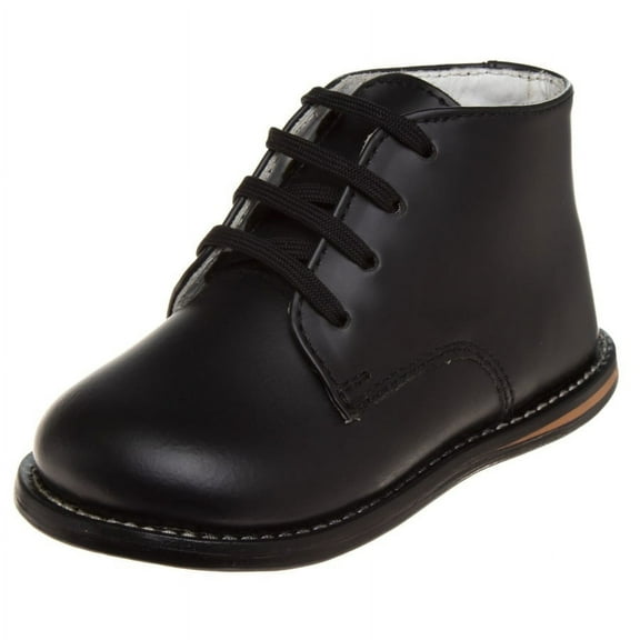 Josmo Unisex Baby First Walker Shoes, Genuine Leather High Top Infant Sneakers, Black, Size 6