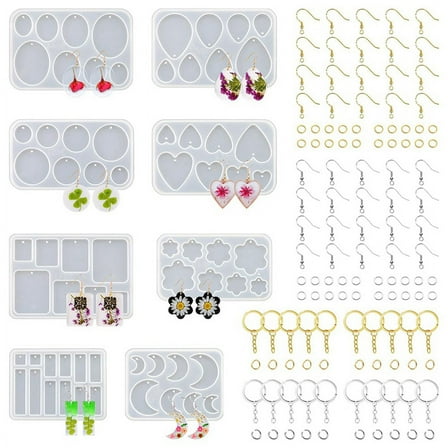 Resin Jewelry Molds,128 Pcs Multiple UV Resin Earring Mold with Holes