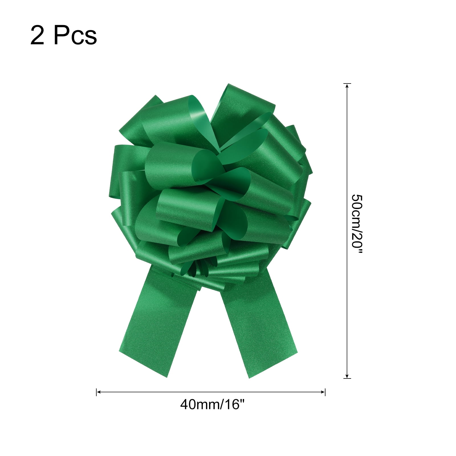 2pcs 16 Inch Large Pull Bow Glitter Gift Wrapping Big Pull Bows Ribbon Dark Green for Wedding Baskets Presents Christmas Party