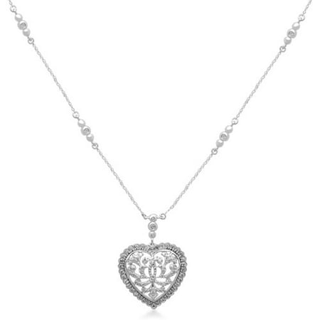 1/2 Carat T.W. Diamond 10kt White Gold Heart Pendant, 18