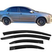 IKON MOTORSPORTS, Window Visor Compatible With 2008-2017 Mitsubishi Lancer Evolution Vent Sun Shade Rain Guards Side Window Deflectors