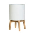 thumbnail image 2 of Modern Metal Planter Pot With 4-Leg Wood Base - White - 17"H x 10"W, 2 of 4