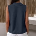thumbnail image 4 of Dwellite Womens Sleeveless Golf Waffle Polo Shirts Collared Tank Tops V-Neck Workout Athletic Tennis Tops Navy L, 4 of 4