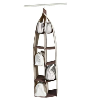 Tureclos Hanging Handbag Organizer Non-Woven Storage Holder PVC Purse Closet 8 Pocket Black, Size: 85