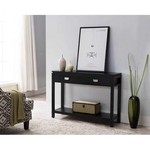 Dylan Black Wood 2 Drawer Contemporary Occasional Entryway Console