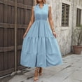 thumbnail image 2 of Women's Casual V Neck Sleeveless Dress Basic Solid Color Everyday Summer Spring Outfit With Necklace Styling, 2 of 2