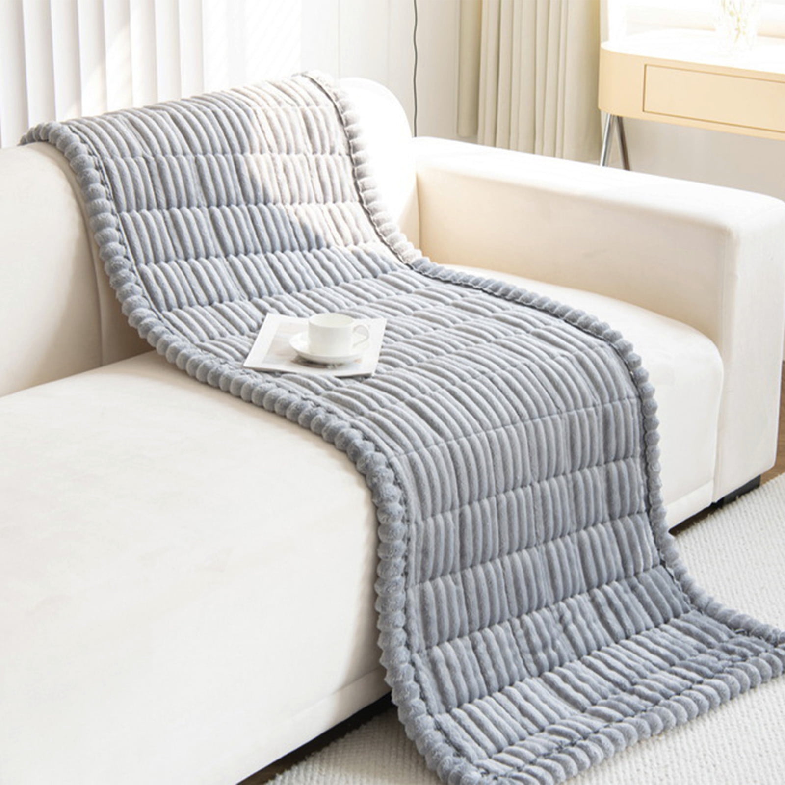 kchsji Sofa Cushion Cover, Soft Non Slip Fuzzy Couch Protector for Dogs and Pets, Washable Thick Furniture Slipcover Cushion, Durable Anti Pilling Couch Pad for Living Room Sofa Bed and Home Decor