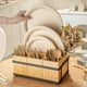 thumbnail image 3 of Organizador de Cubiertos y Dispensador de Platos de Madera con 4 Compartimentos y Asas Metálicas, 3 of 6