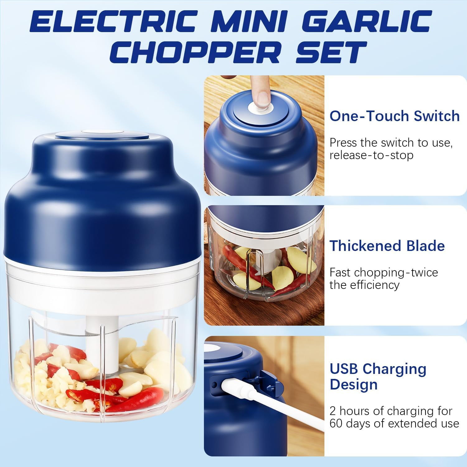 2026 New Household Electric Garlic Crusher | Mini Portable USB Charging Wireless Food Processor for Chopping Veggies, Onion & Ginger