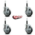 thumbnail image 2 of 5 Inch Thermo Rubber Swivel 3/4 Inch Expanding Stem Caster Set with Brake, 2 of 2