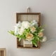 thumbnail image 4 of Decoración del hogar, decoración de habitaciones, decoración de paredes, flores artificiales de peonía y hortensia colgantes con marco de madera, plantas colgantes de potos artificiales para sala de e, 4 of 6