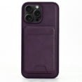thumbnail image 3 of for iPhone 14 Back Case with Detachable Magnetic Card Bag, Classic PU Leather Kickstand Ultra Slim Shockproof Protective Anti-slip Business Phone Case for iPhone 14, Darkpurple, 3 of 11