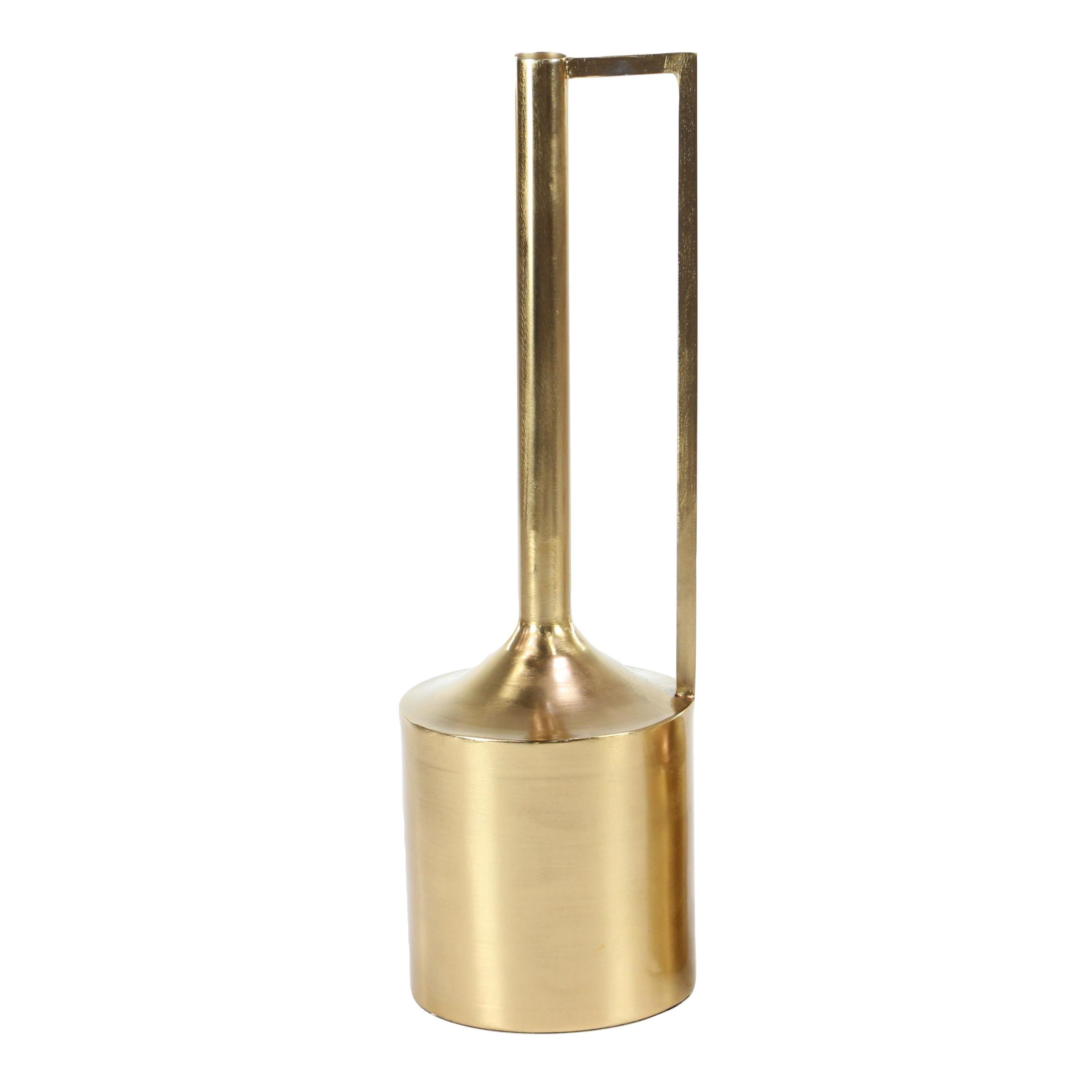 DecMode 16", 22"H Gold Metal Vase with Handles, Set of 2