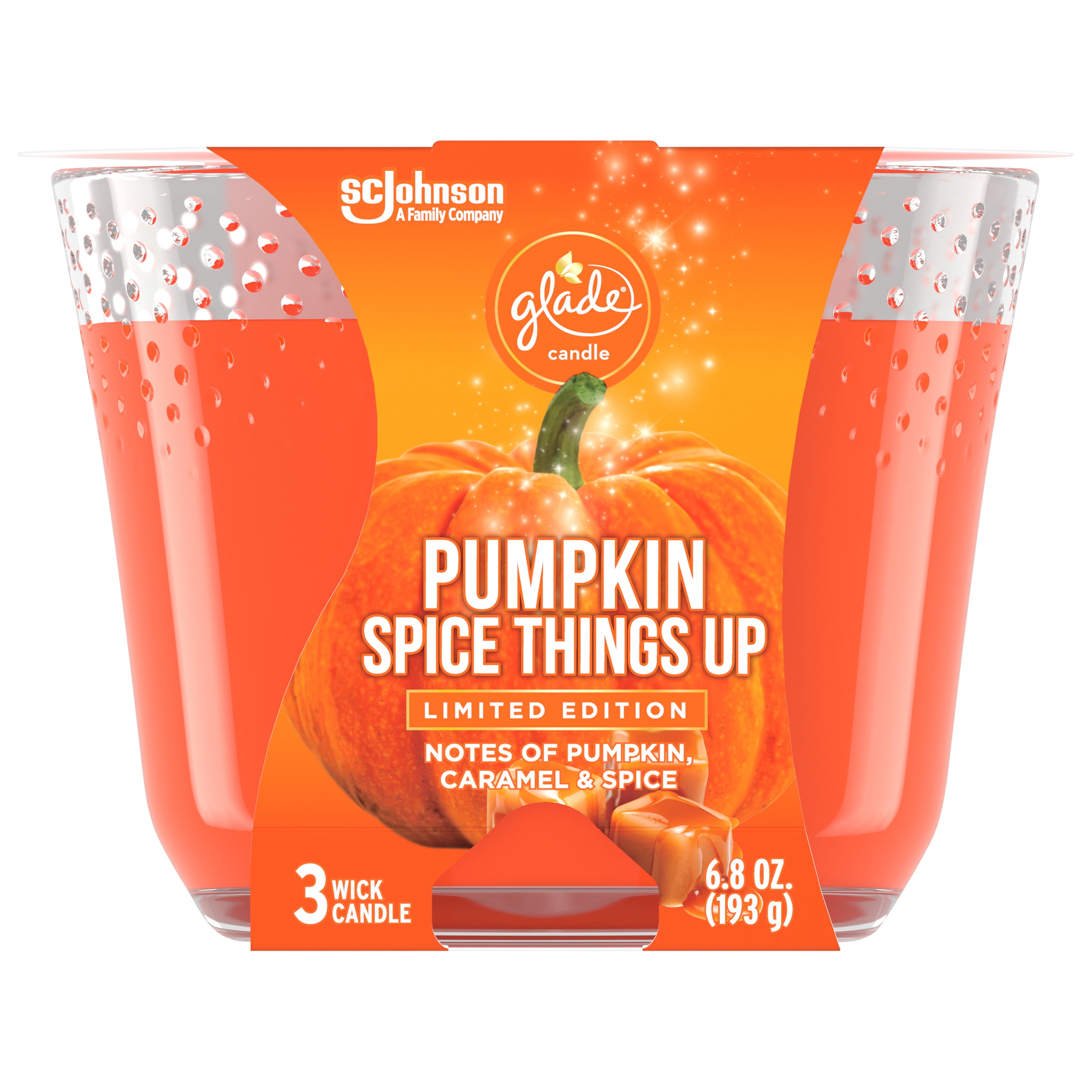 Glade 3Wick Candle 1 CT, Pumpkin Spice Things Up, 6.8 OZ. Total, Air