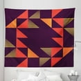 thumbnail image 1 of Fall Colors Tapestry, Contemporary Design Tangerine Hues Memphis Style Triangular Shapes, Fabric Wall Hanging Decor for Bedroom Living Room Dorm, 5 Sizes, Dark Purple Vermilion, by Ambesonne, 1 of 1