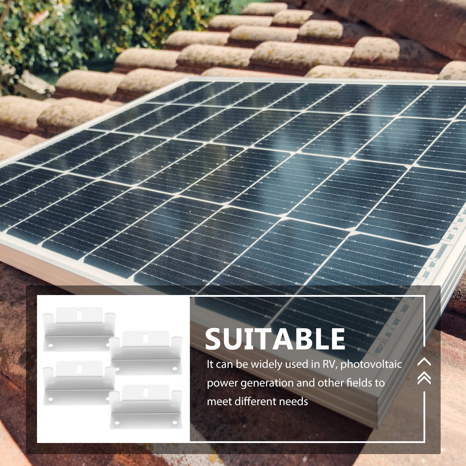 Solar Panel Stand Rack Solar Panel Support Solar Aluminum Alloy Silver 10.00X7.00X4.50CM 4 Pcs