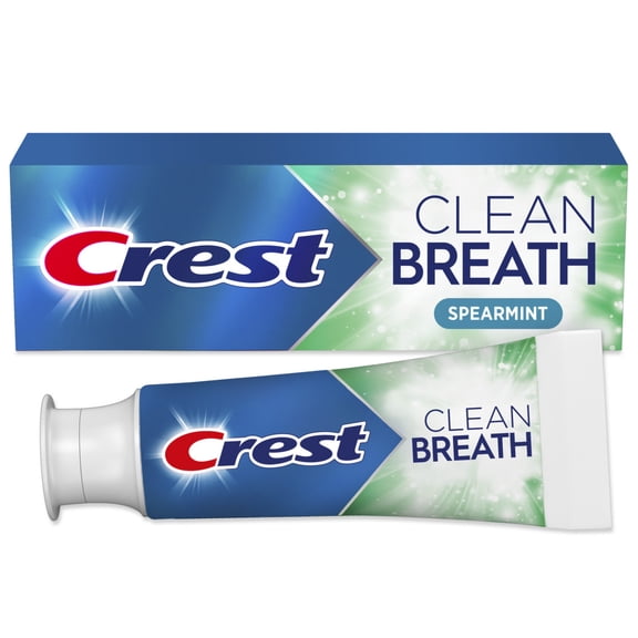Crest Toothpaste Clean Breath Spearmint 2.5oz - Neutralizes Bad Breath, Antibacterial Protection, Fights Cavities, Freshens Breath, Gently Whitens