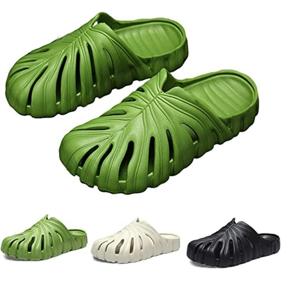 HSHDLDF Monstera Slippers Leaf Shape Monstera Slides EVA Thick Sole Open Toe Non Slip Slippers Cute Summer Pillow Slippers for Women and Men (Color : Green Size : 43)