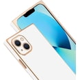 thumbnail image 2 of Case for iPhone 13 Case Cute Plating Gold Case for Women Girls Soft TPU Shockproof Raised Full Camera Protection Electroplate Bumper Cover for iPhone 13-White, 2 of 14