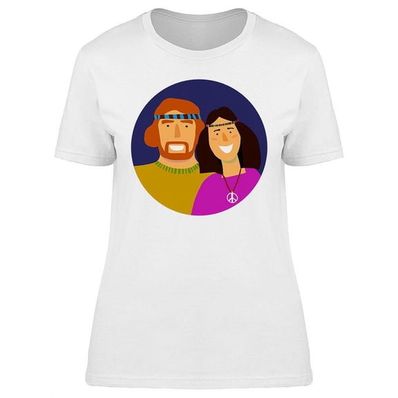 Smiling Hippie Couple T-Shirt Women -Image by Shutterstock, Female Large