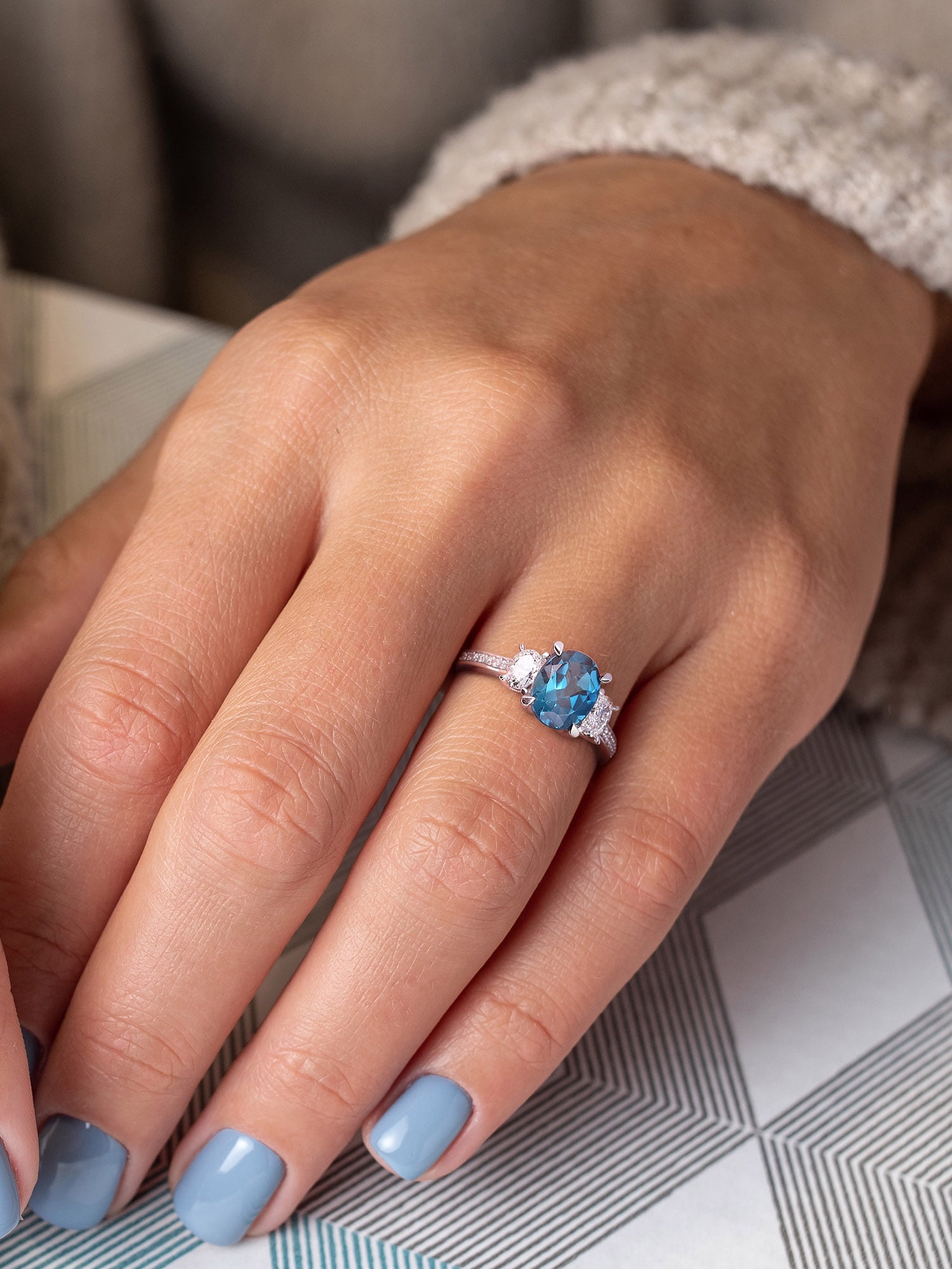 Everly Women's Topaz 14K White Gold Engagement Ring
