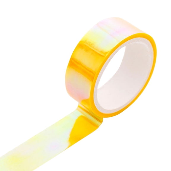 Decorative Waterproof Masking Tape for Journaling, Scrapbooking, Gift Wrapping, Craft DIY, 1.5cm(0.6in) Width Thick Premium Durable Tape Rolls, 1Roll, Multicolor, Easy to Use(Yellow,196x0.6")