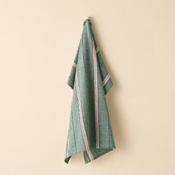 Flour Sack Towel Green/Red Stripe - with Magnolia