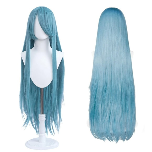 Peluca UTIEHD para cosplay de anime, 100 cm de largo, color verde azulado