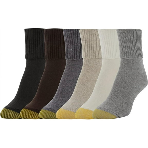 Gold Toe Womens Classic Turn Cuff Socks, 6 Pairs