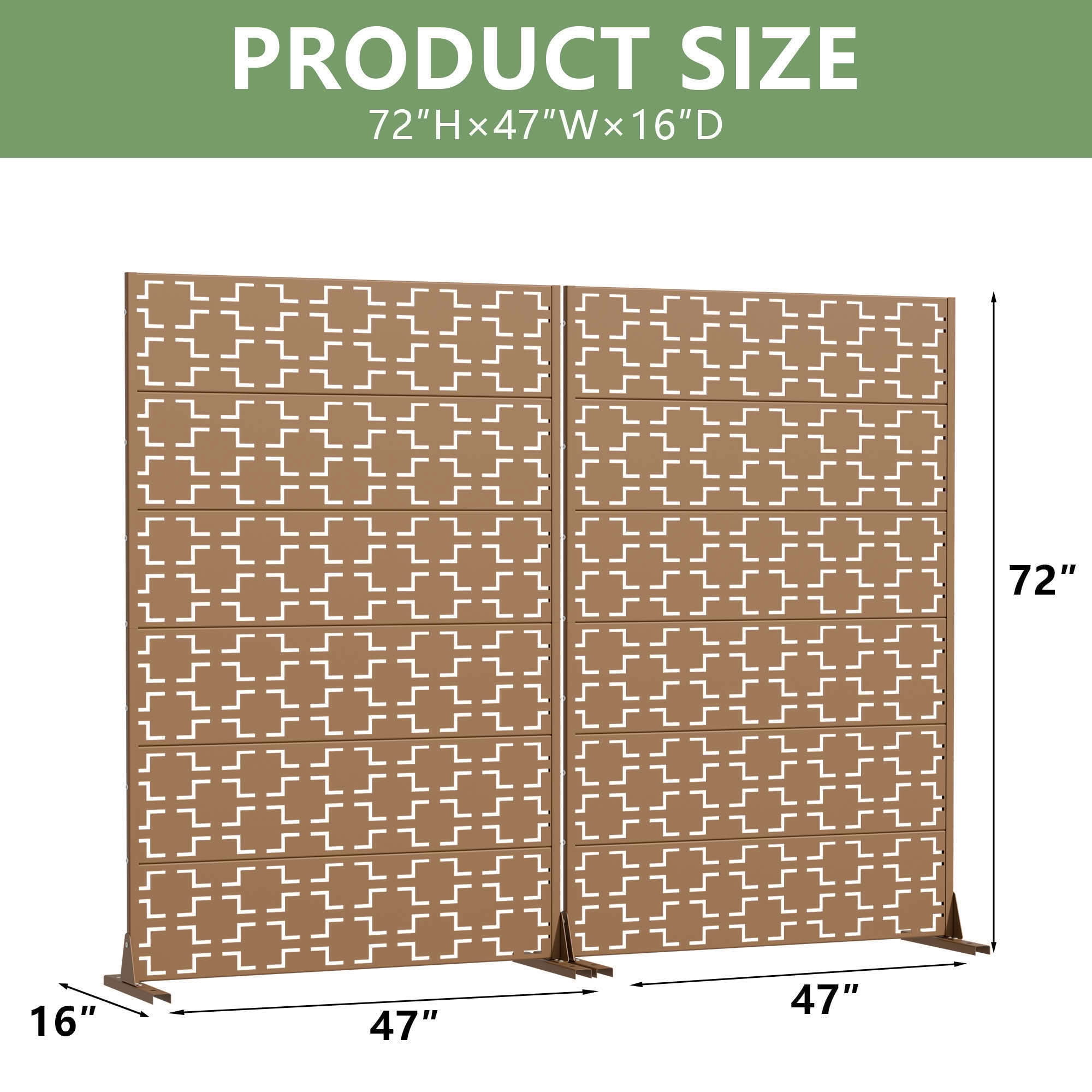 MAYEERTY 72x47 Brown Double-sided Outdoor Natural Privacy Panel Screen, 6 Piece Set Natural Folding Divider for Backyard and Garden