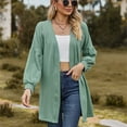 thumbnail image 4 of NIUREDLTD Women's Cardigan Women's Open Front Cardigans Long Sleeve Casual Soft Drape Fall Cardigan Sweaters For Women Green XXL, 4 of 5