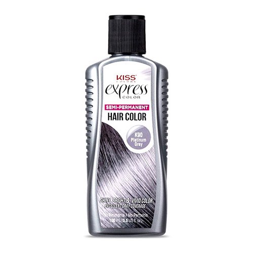 Kiss Express Semi Permanent Hair Color K90 Platinum Gray, 3.5 Oz