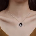 thumbnail image 2 of Sterling Silver Initial Necklace for Women Capital Letter A-Z Black Agate Pendant Necklace Cubic Zirconia Round Alphabet Necklaces Birthday Jewelry gift, 2 of 5